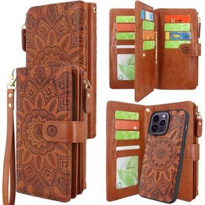 For iPhone 14 Pro Max 6.7in 5G 2022 Durable PU Leather Wallet Case with Strap